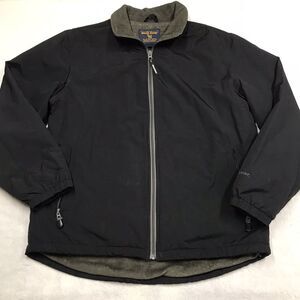 Vintage WOOLRICH Nylon Chore Coat Men L Black Rip Stop Full Zip Wool Liner